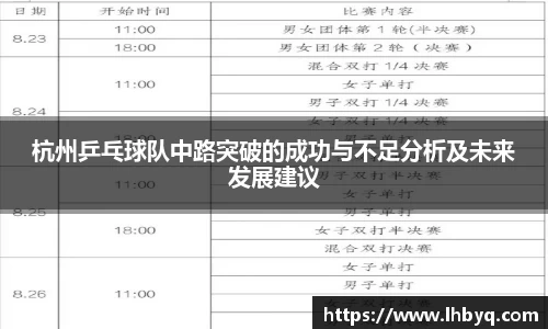 杭州乒乓球队中路突破的成功与不足分析及未来发展建议